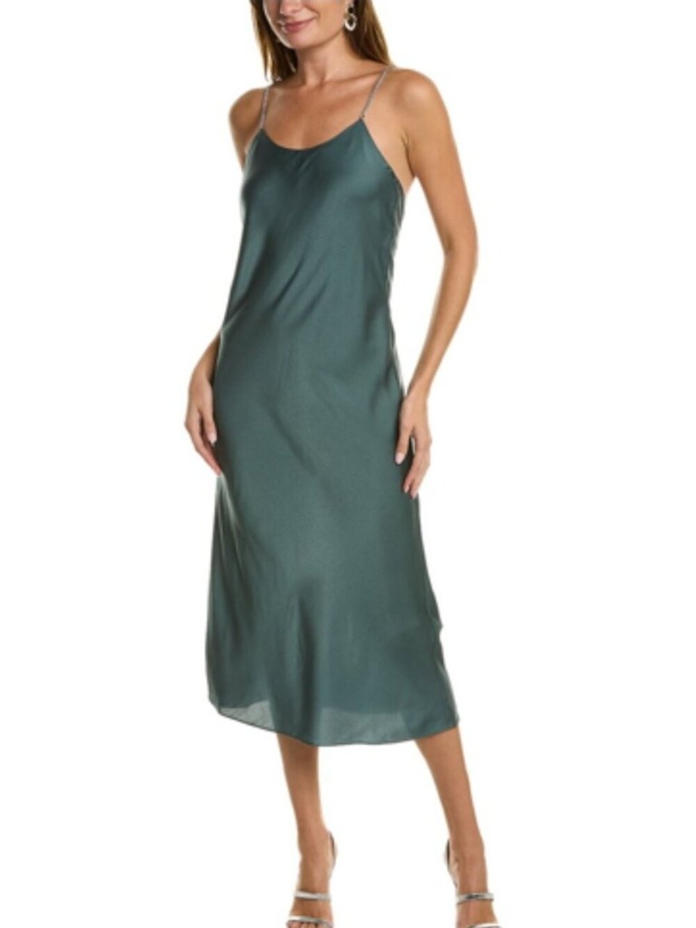ba&sh Chiara Slip Midi Dress Chain Strap Backless Green Party Cocktail